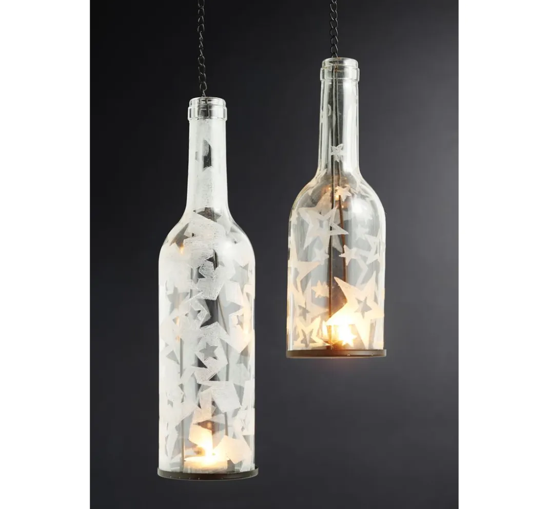 VBS Glasgravur|Glas- & Porzellanmalerei>Windlicht "Flasche", Höhe 22 cm