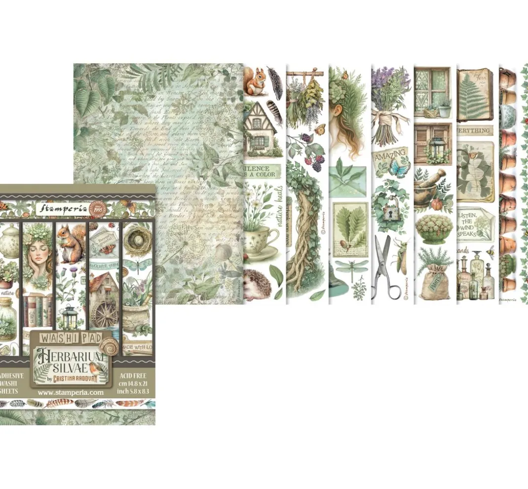 Stamperia Sticker & Klebebänder|Kartengestaltung>Washi Pad "Herbarium Silvae"