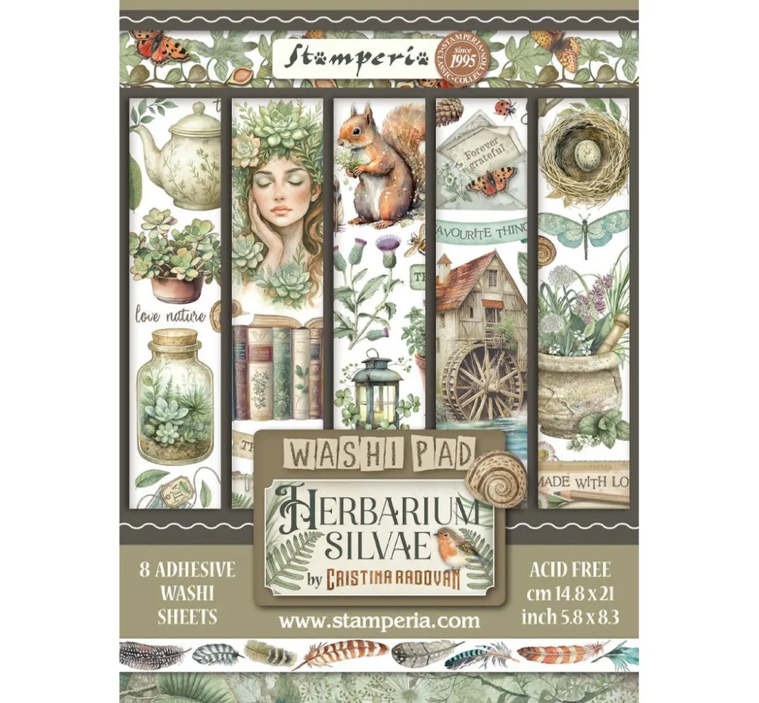 Stamperia Sticker & Klebebänder|Kartengestaltung>Washi Pad "Herbarium Silvae"