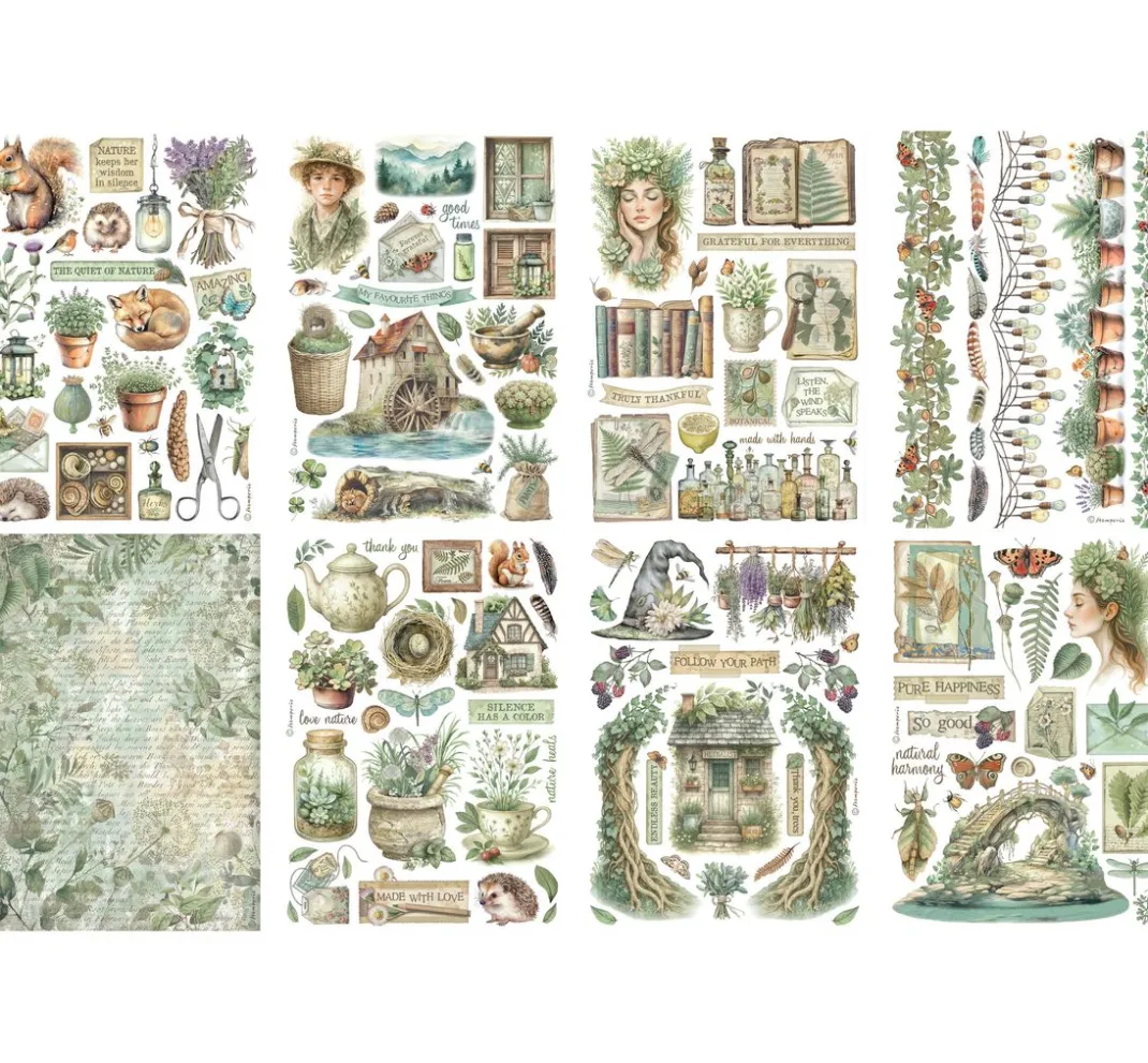 Stamperia Sticker & Klebebänder|Kartengestaltung>Washi Pad "Herbarium Silvae"