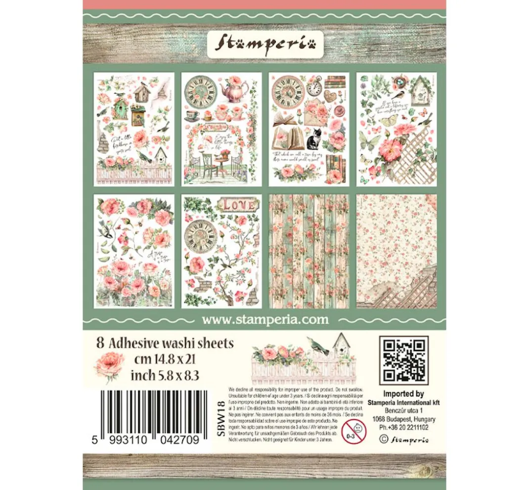 Stamperia Sticker & Klebebänder|Kartengestaltung>Washi Pad "House of Roses"