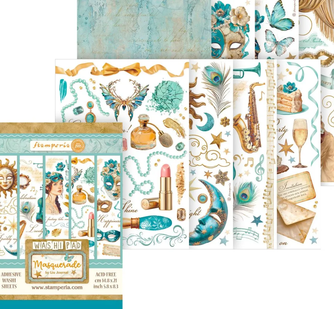 Stamperia Sticker & Klebebänder|Kartengestaltung>Washi Pad "Masquerade"