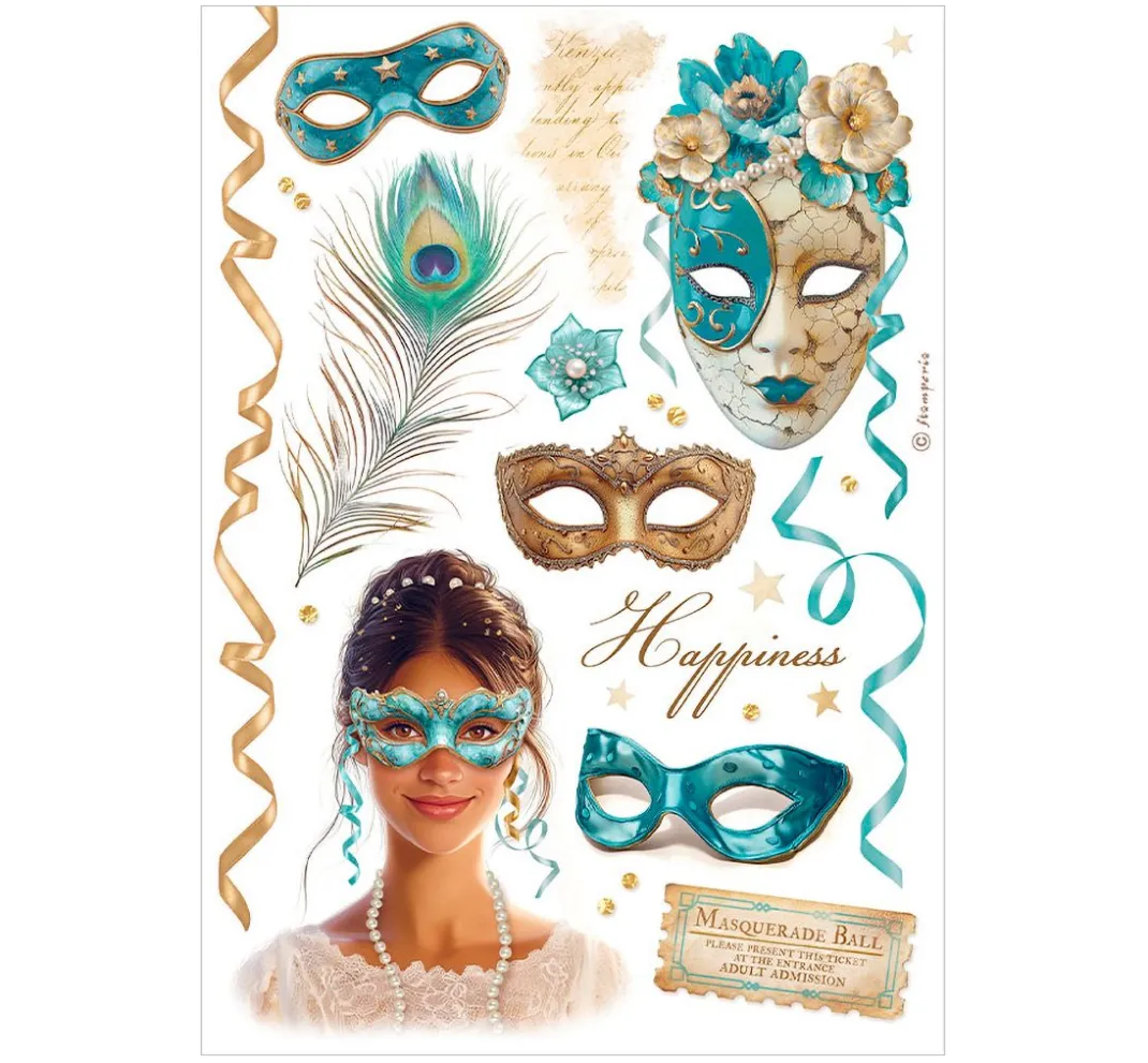 Stamperia Sticker & Klebebänder|Kartengestaltung>Washi Pad "Masquerade"