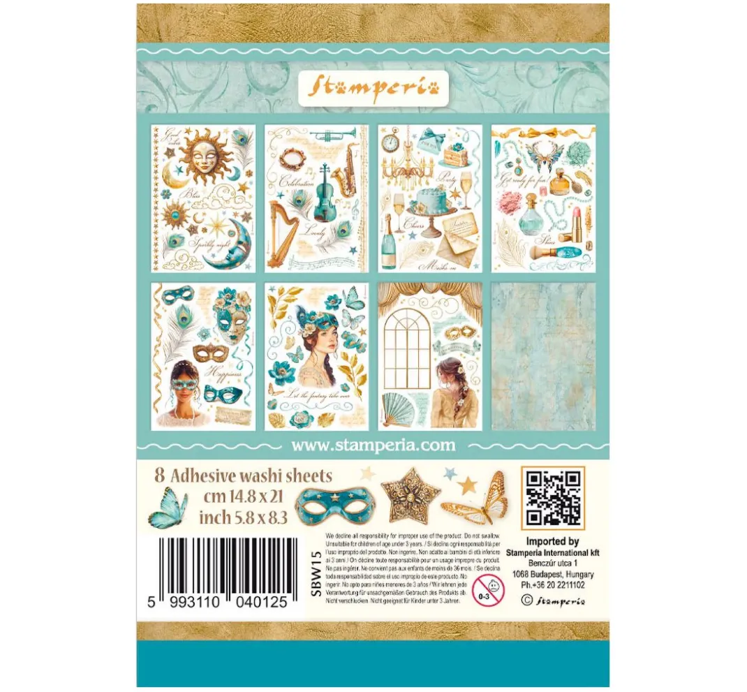 Stamperia Sticker & Klebebänder|Kartengestaltung>Washi Pad "Masquerade"