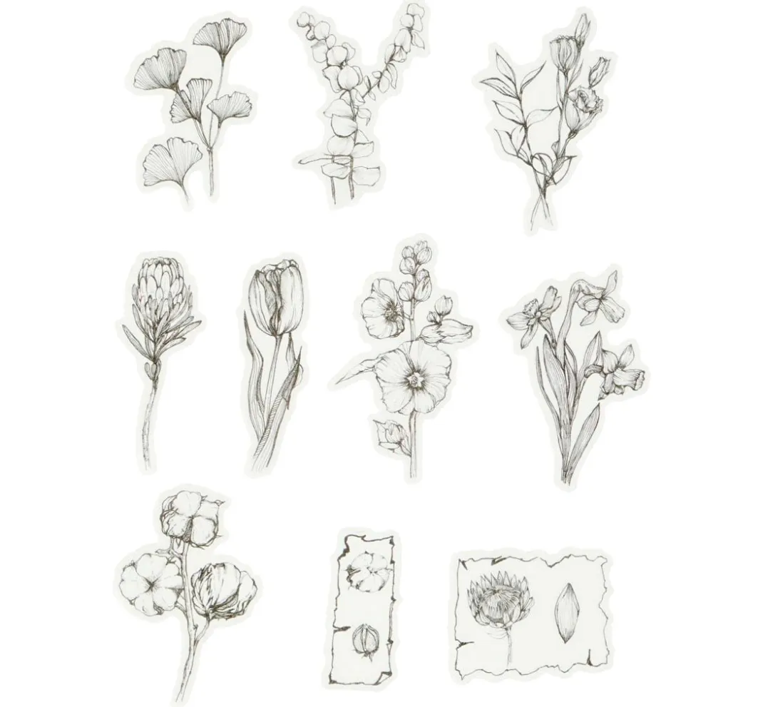 creativ company Sticker & Klebebänder|Kartengestaltung>Washi Sticker "Blumen Schwarz/Weiß"