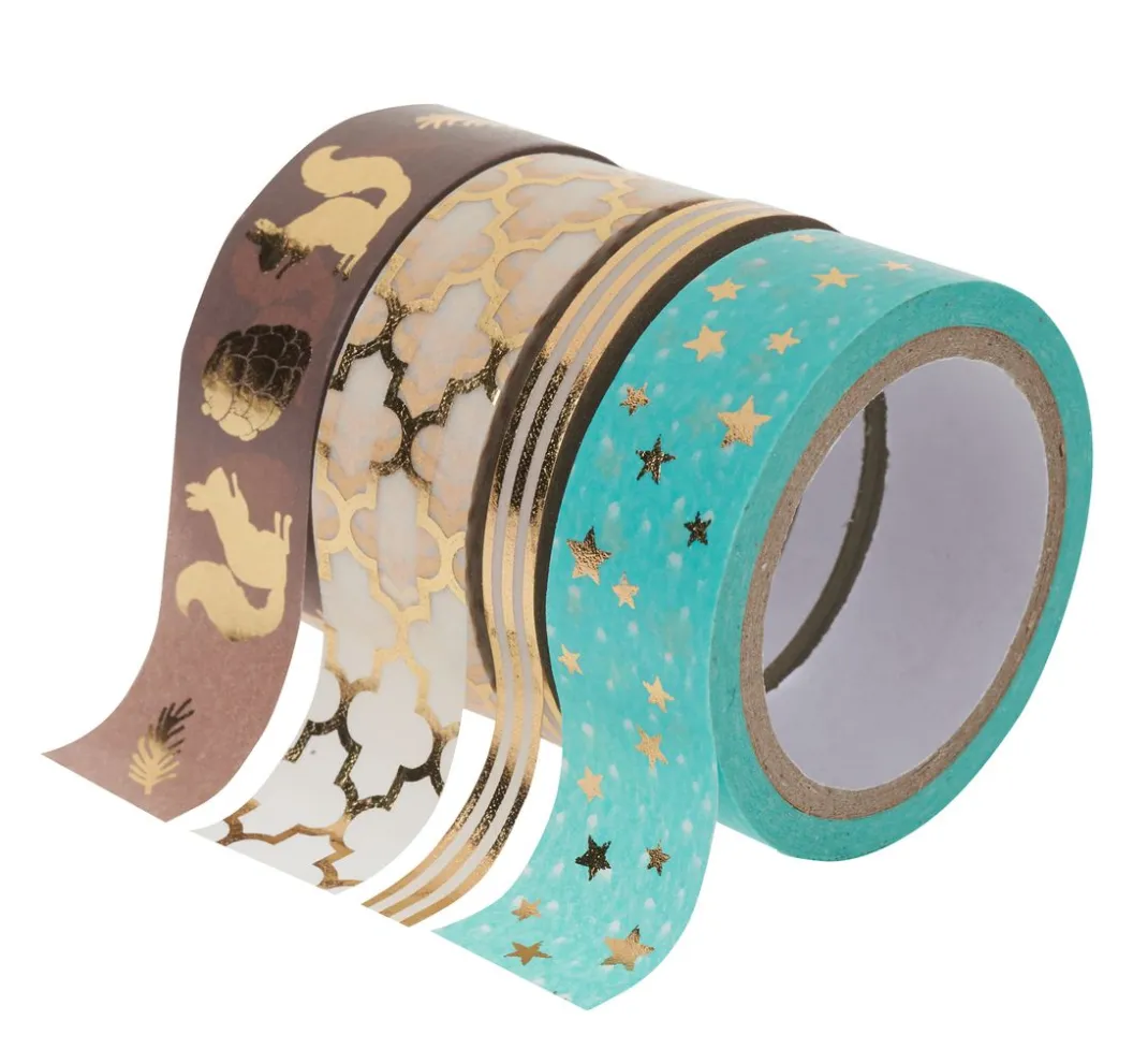folia Bullet Journal|Masking Tape>Washi Tape Set "Hot Foil", Türkis/Gold