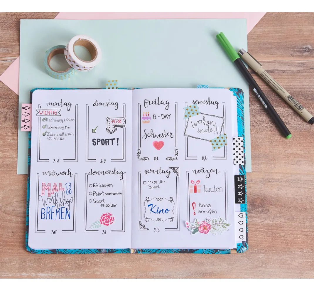 Rayher Bullet Journal|Masking Tape>Washi Tape Set "Mint/Gold Foil"