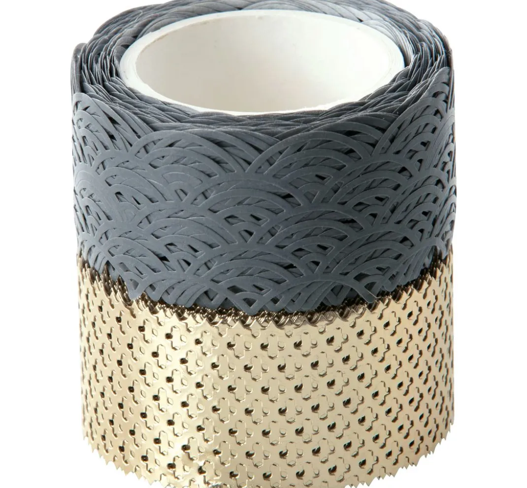 folia Masking Tape|Sticker & Klebebänder>Washi-Dekor "Grau/Gold"