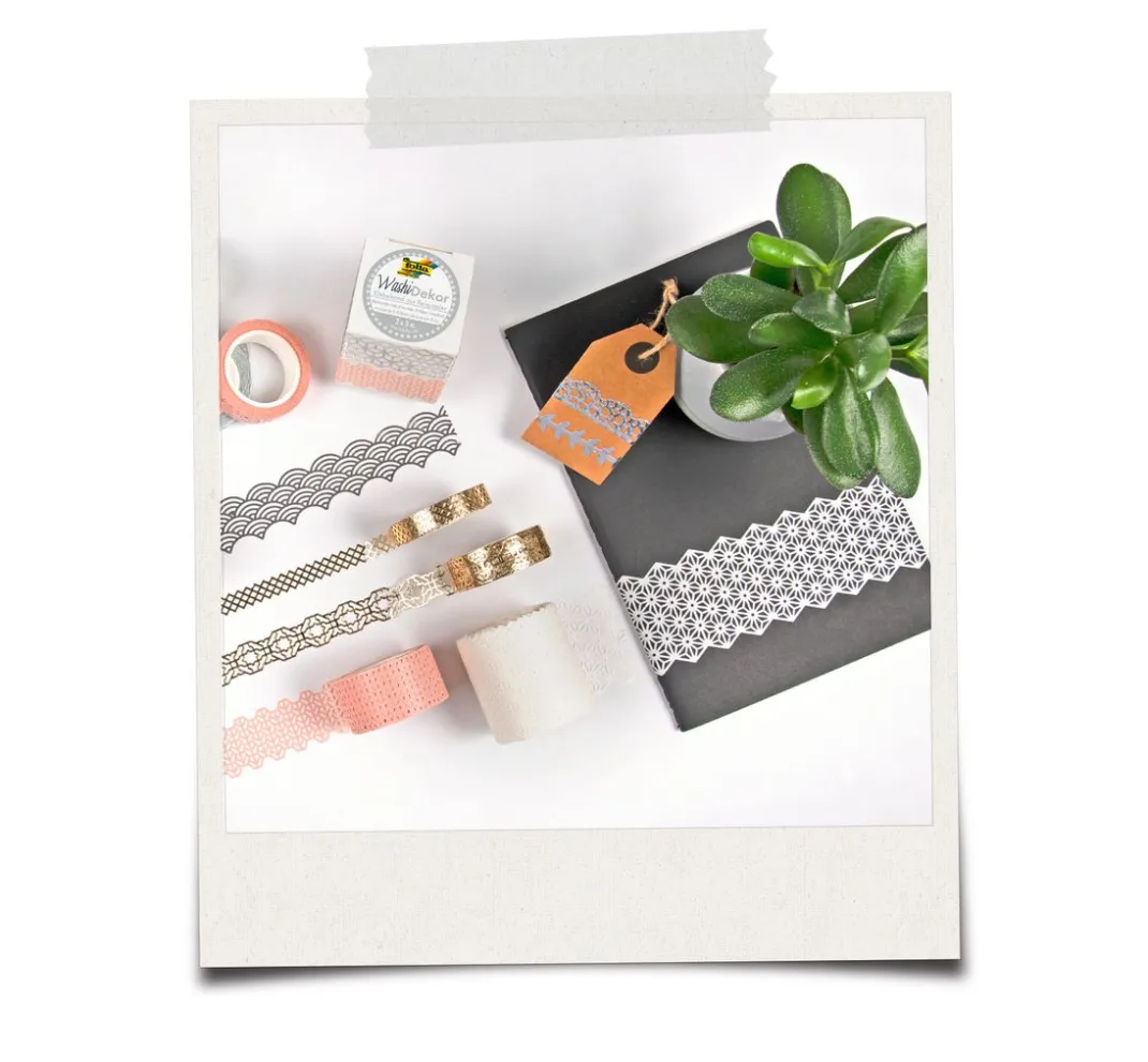 folia Masking Tape|Sticker & Klebebänder>Washi-Dekor "Rosé/Silber"