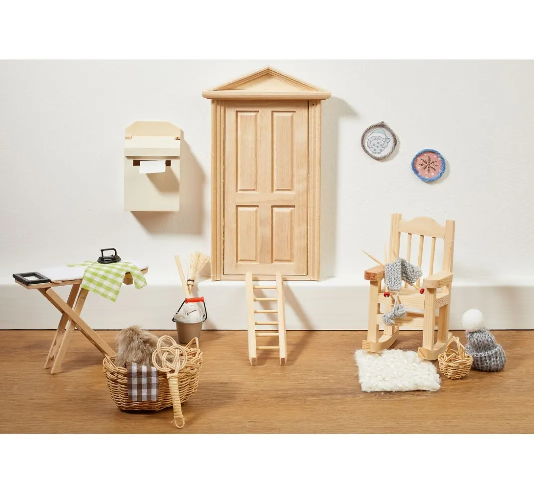 HobbyFun Miniaturen>Wichtel-Set "Bügelbrett, Bügeleisen & Strickutensilien"