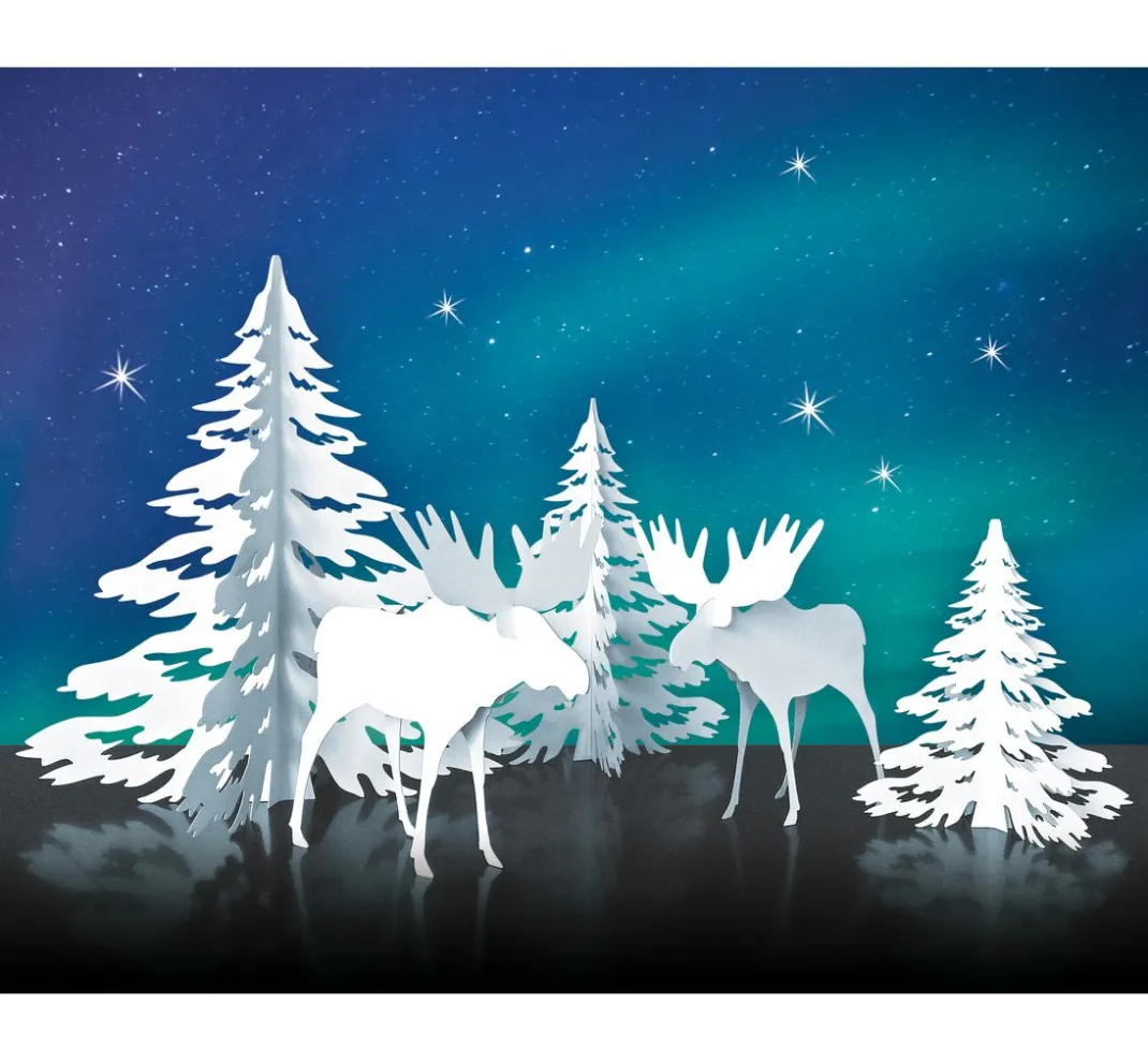 URSUS Falt- & Origamipapier|Papier-Bastelsets>Winterliche Papierszenerie "Elche"