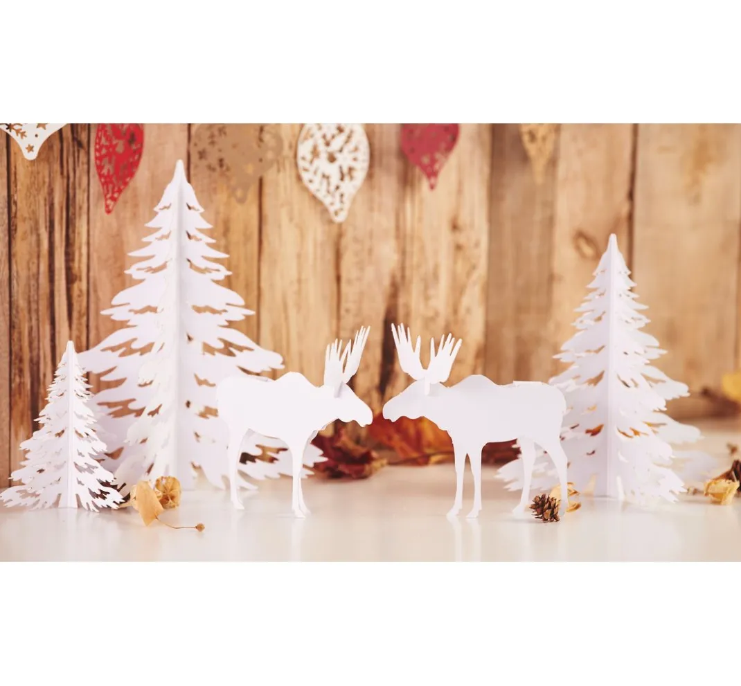 URSUS Falt- & Origamipapier|Papier-Bastelsets>Winterliche Papierszenerie "Elche"