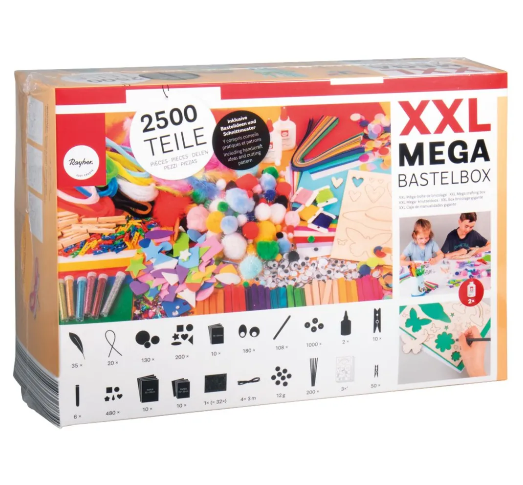 Kinder Rayher Deko-Bastelsets|Bastelsets>XXL-Mega-Bastelbox, ca. 2.500 Teile