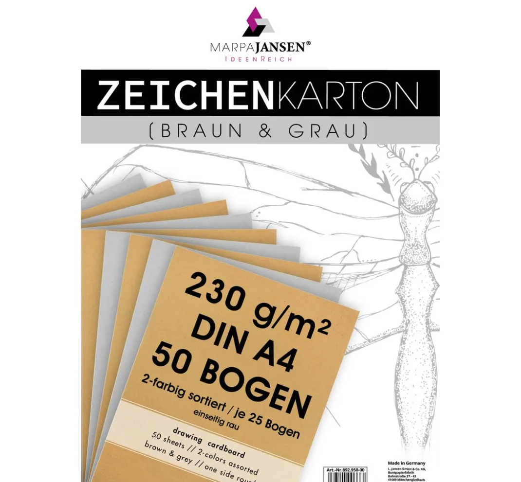 MarpaJansen Kraftpapier & -Karton|Künstlerpapier>Zeichenkarton-Sortierung "Vintage & Grey Line"